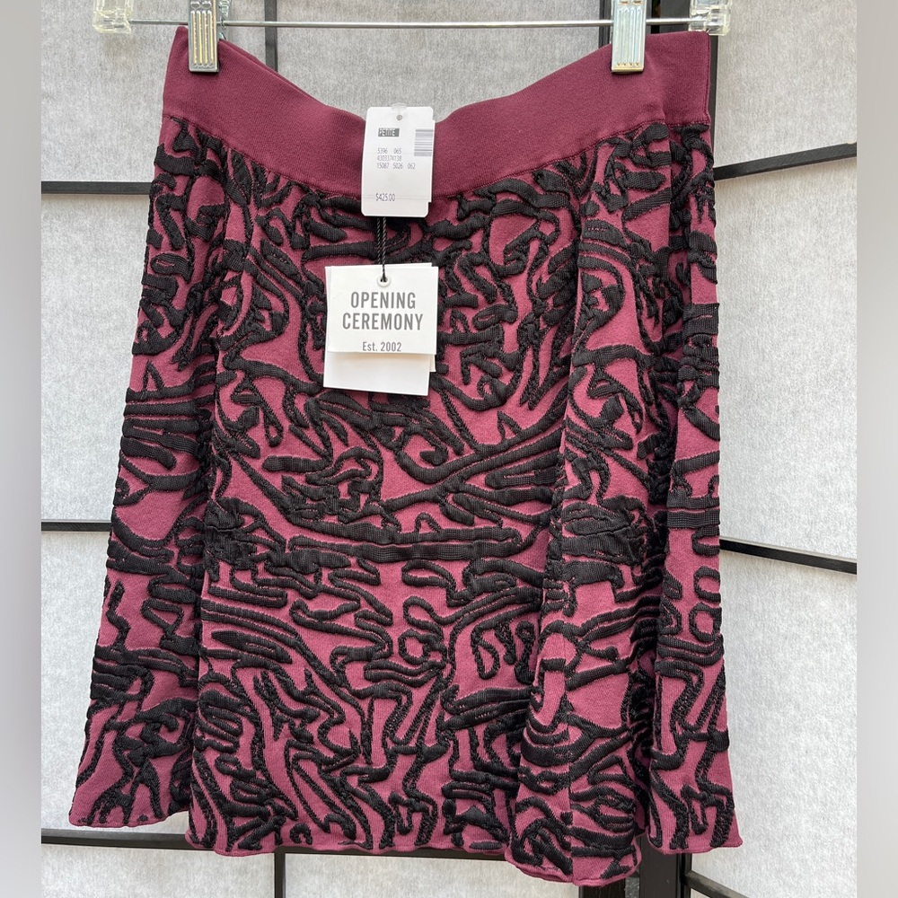 Opening Ceremony Maroon and Black Textured Top